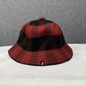Kangol Frontier Casual Bucket Hat Red Black Buffalo Plaid Knit Large K3035ST